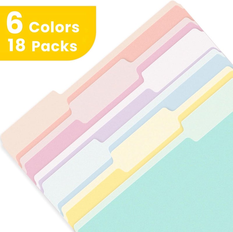 SUNEE File Folders, 18 Pack Manilla Folders 8.5 x 11, Colored File Folders Home Office School Supplies for Documents Files Paper, 6 Soft Colors - Image 4
